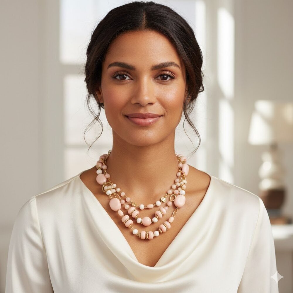 Pink and Gold Layered Necklace